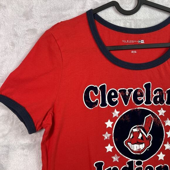 Cleveland Indians Chief Wahoo Shirt Women's Large New Era Merch Red Blue Velvet - Picture 8 of 12